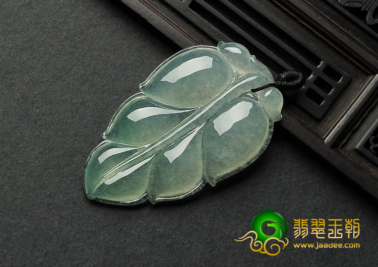 冰种晴水缅甸翡翠A货叶子挂件