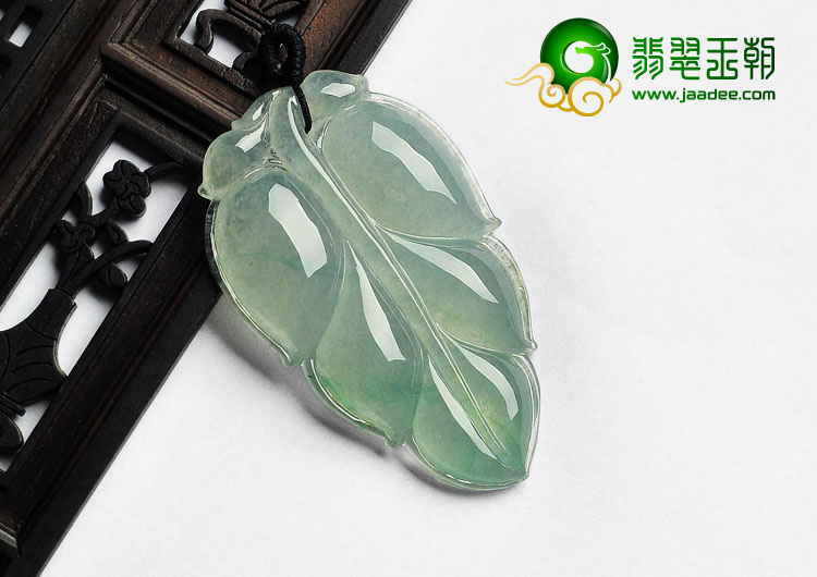 冰种晴水缅甸翡翠A货叶子挂件