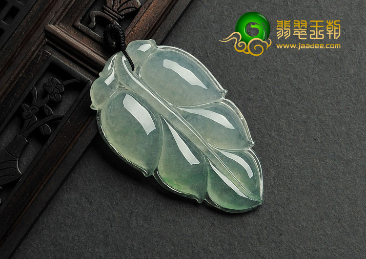 冰种晴水缅甸翡翠A货叶子挂件