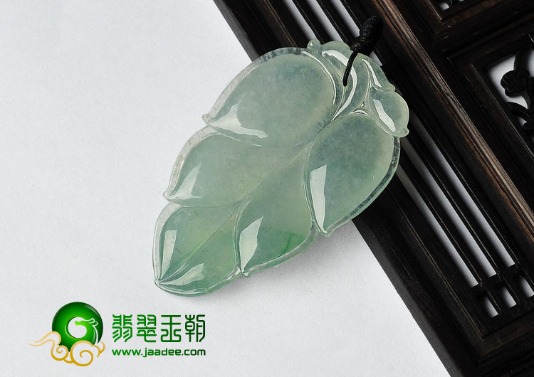 冰种晴水缅甸翡翠A货叶子挂件