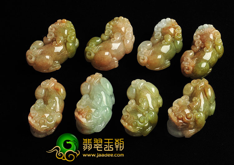糯冰种褐翡缅甸翡翠A货貔貅挂件（每对售价）