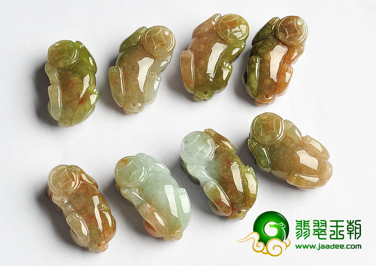 糯冰种褐翡缅甸翡翠A货貔貅挂件（每对售价）