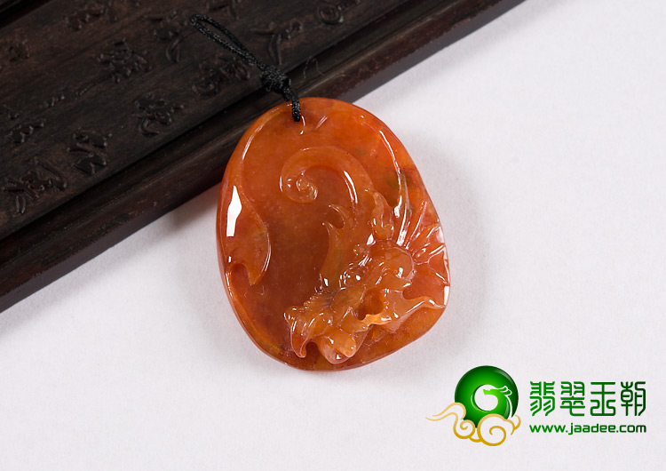 糯冰种红翡缅甸翡翠A货龙头挂件