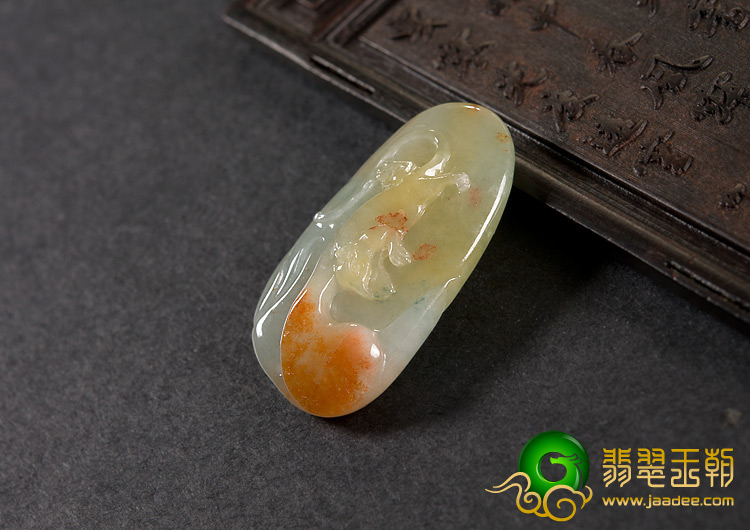 冰种红黄翡缅甸翡翠A货玉鼠运财挂件