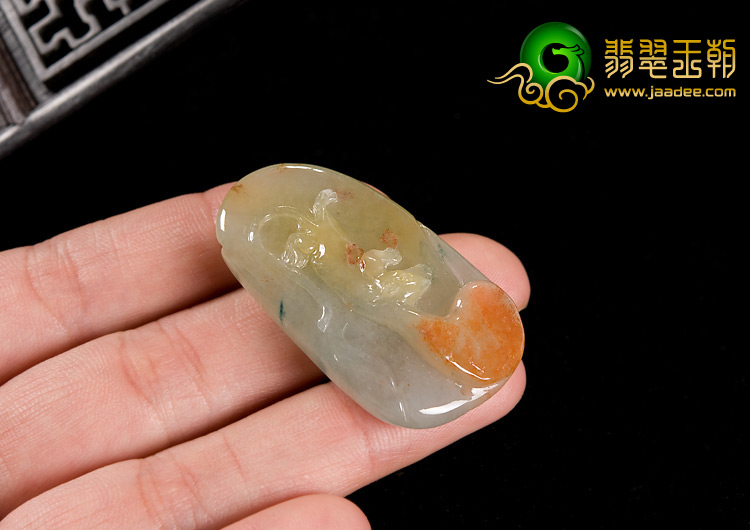 冰种红黄翡缅甸翡翠A货玉鼠运财挂件