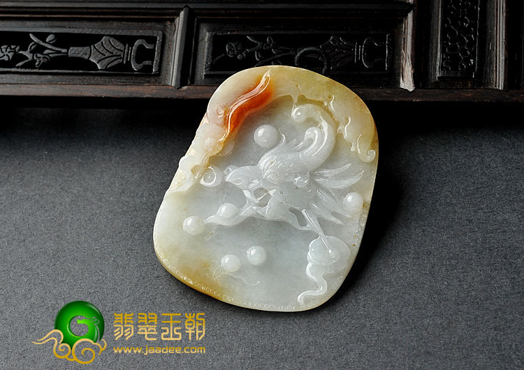 糯冰种红黄翡缅甸翡翠A货龙头挂件