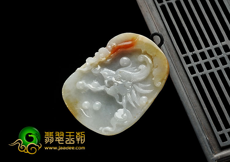 糯冰种红黄翡缅甸翡翠A货龙头挂件