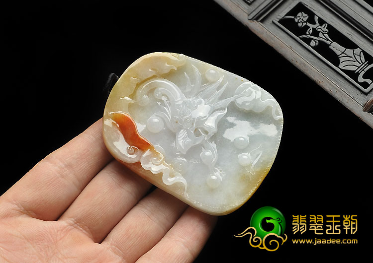 糯冰种红黄翡缅甸翡翠A货龙头挂件