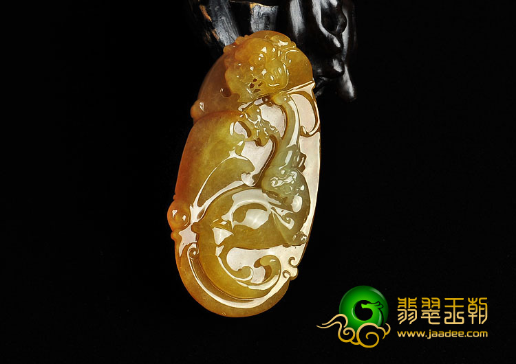 冰种黄翡缅甸翡翠A货望子成龙挂件