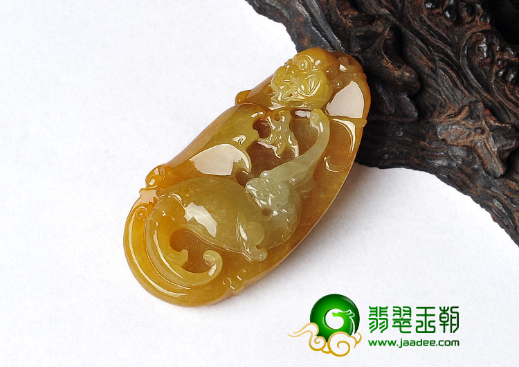 冰种黄翡缅甸翡翠A货望子成龙挂件