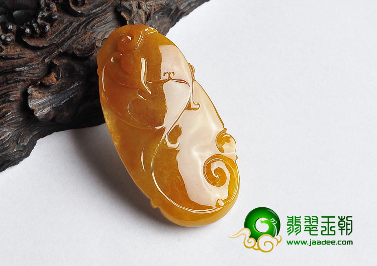 冰种黄翡缅甸翡翠A货望子成龙挂件