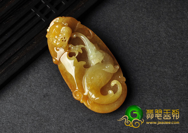冰种黄翡缅甸翡翠A货望子成龙挂件