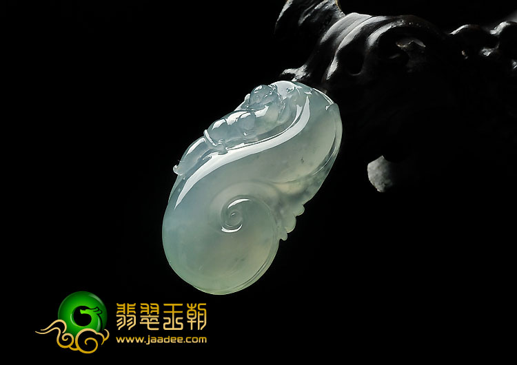 冰种晴水略飘花缅甸翡翠A货如意寿挂件