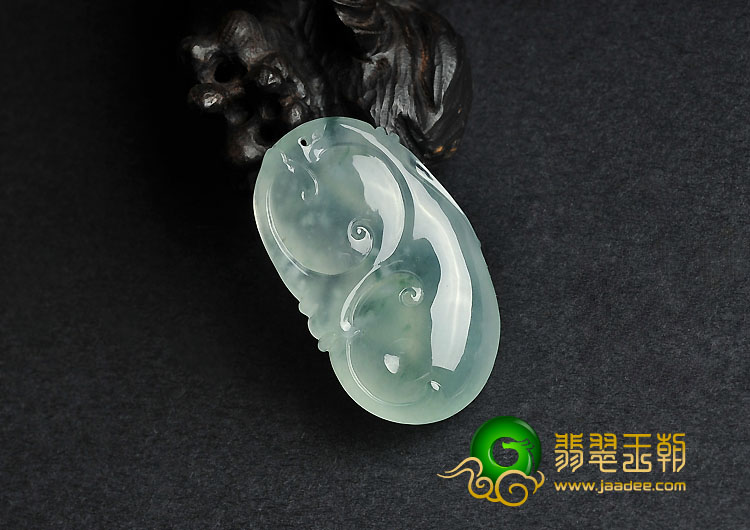 冰种晴水略飘花缅甸翡翠A货如意寿挂件
