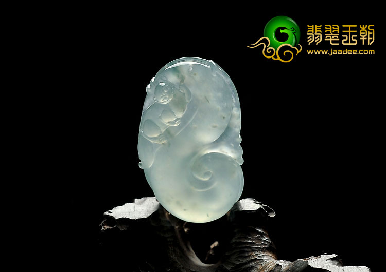 冰种晴水略飘花缅甸翡翠A货如意寿挂件