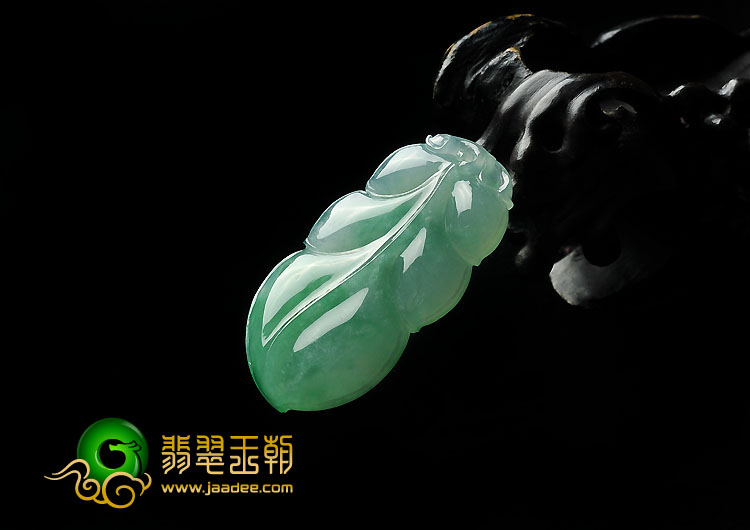 冰种苹果绿缅甸翡翠A货叶子挂件