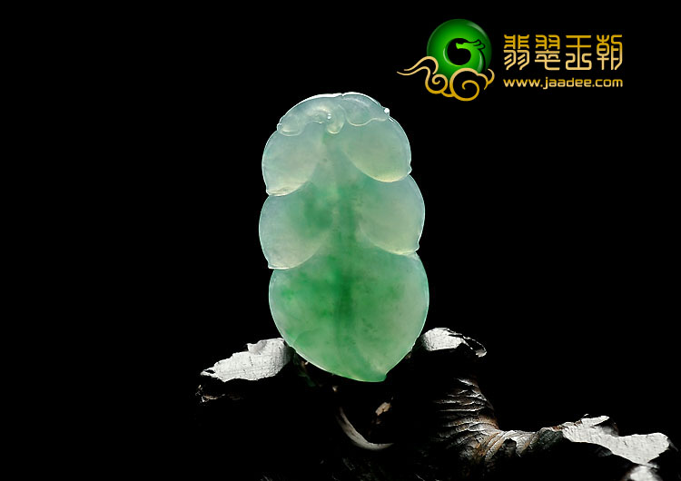 冰种苹果绿缅甸翡翠A货叶子挂件