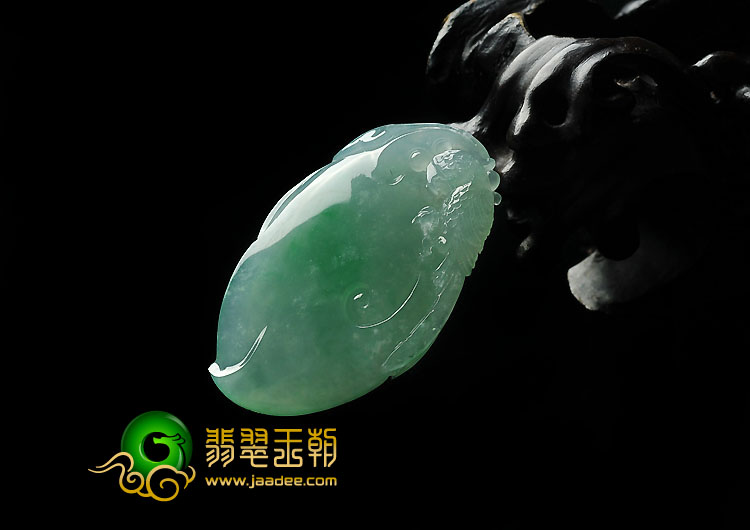 冰种苹果绿缅甸翡翠A货吉鸟献寿挂件