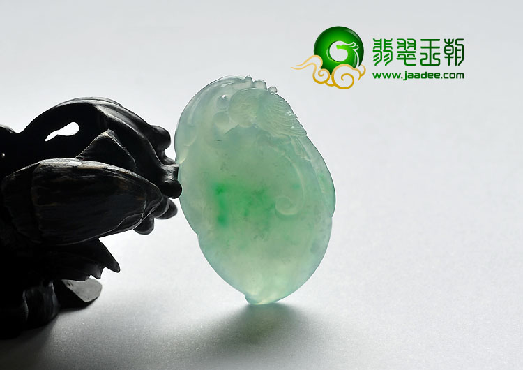 冰种苹果绿缅甸翡翠A货吉鸟献寿挂件