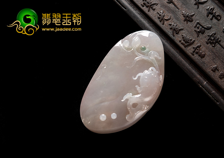 冰种紫罗兰略飘花缅甸翡翠A货年年有余挂件