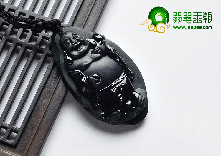 糯冰种墨翠缅甸翡翠A货玉佛挂件