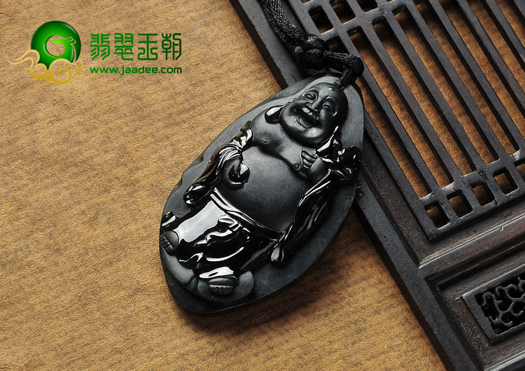 糯冰种墨翠缅甸翡翠A货玉佛挂件