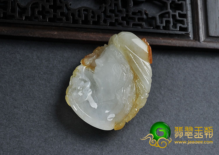 (超值推荐)冰种黄翡缅甸翡翠A货波斯少女挂件