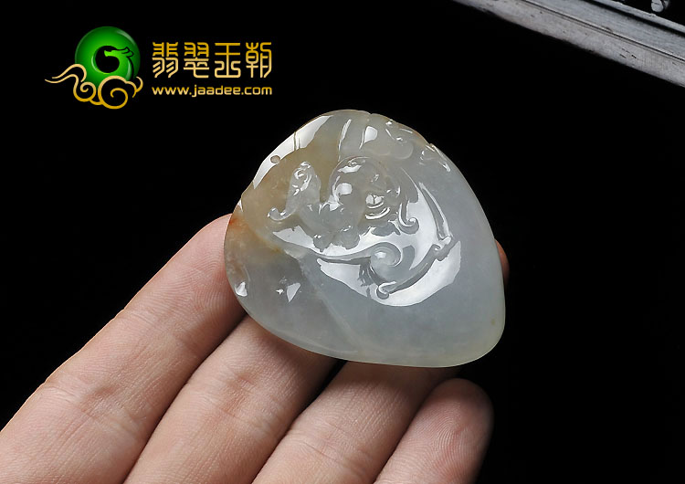 冰种淡黄翡缅甸翡翠A货天心月圆挂件