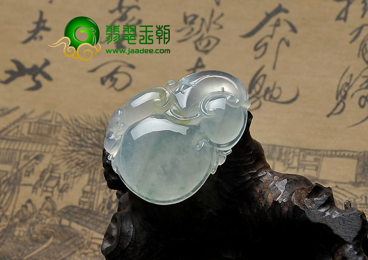 冰种飘花略带黄翡缅甸翡翠A货福禄寿挂件