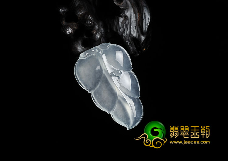 冰玻种缅甸翡翠A货叶子挂件