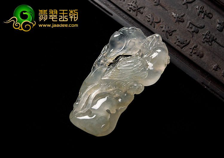 冰种晴水略带淡黄翡缅甸翡翠A货英明神武挂件