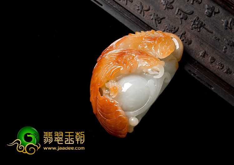 糯冰种红黄翡缅甸翡翠A货大展宏图挂件