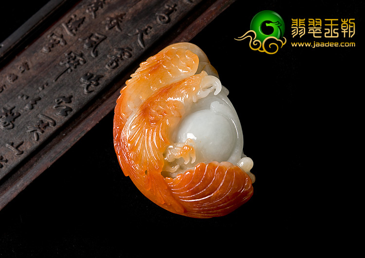 糯冰种红黄翡缅甸翡翠A货大展宏图挂件