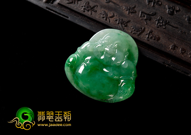 糯冰种翠色缅甸翡翠A货玉佛挂件