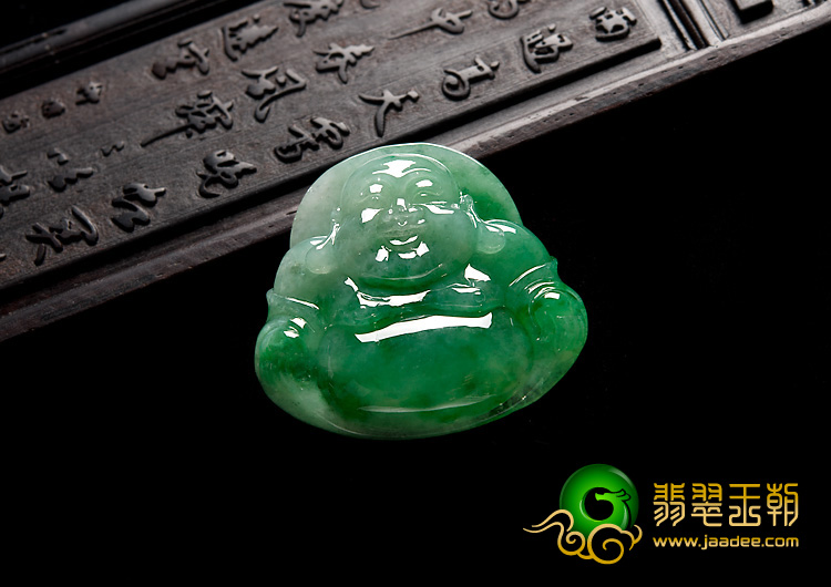 糯冰种翠色缅甸翡翠A货玉佛挂件