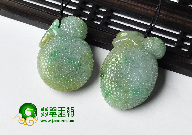 糯冰种黄加绿缅甸翡翠A货多子多福挂件（单价）