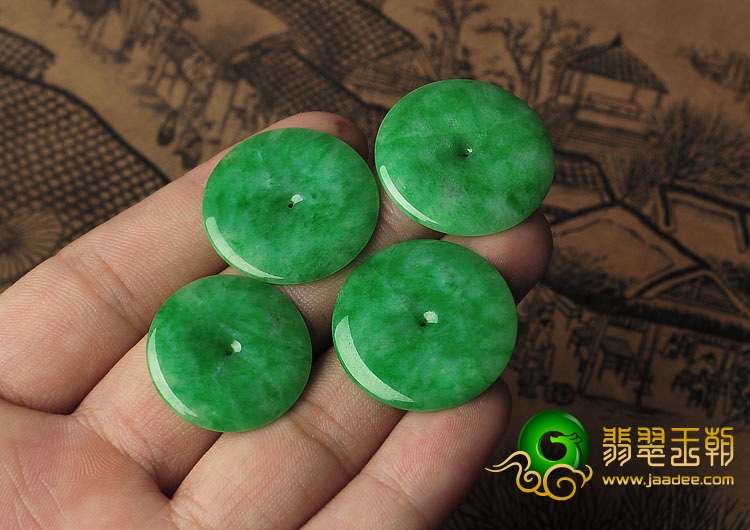 糯冰种阳绿缅甸翡翠A货平安扣挂件（未镶嵌）（一批走）