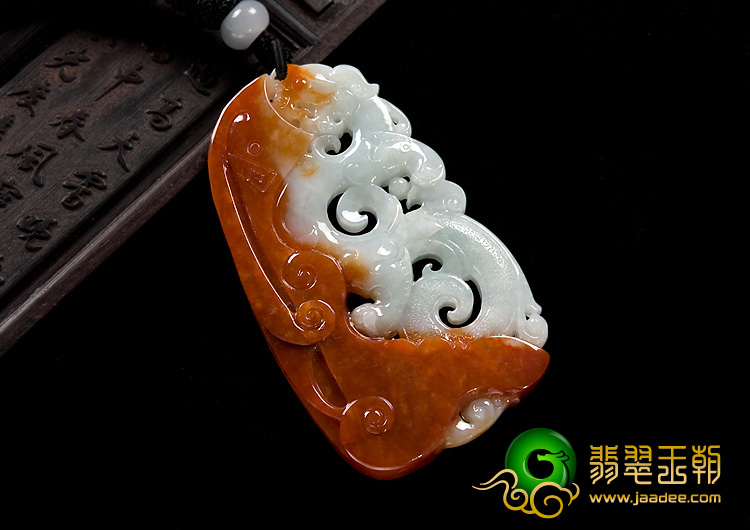 糯冰种红翡缅甸翡翠A货仿古龙挂件