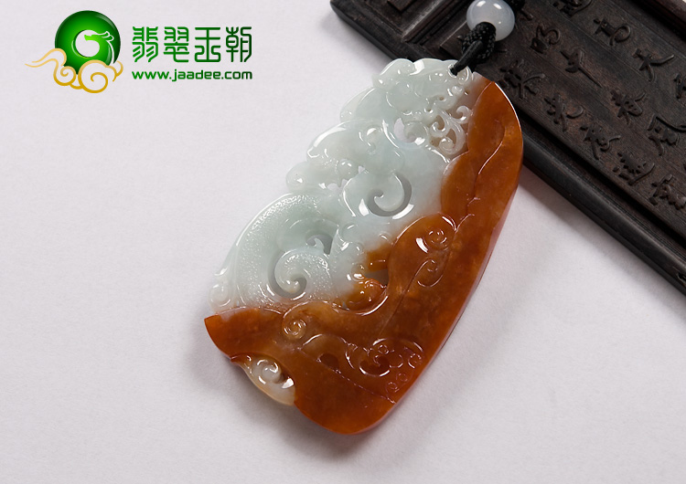糯冰种红翡缅甸翡翠A货仿古龙挂件