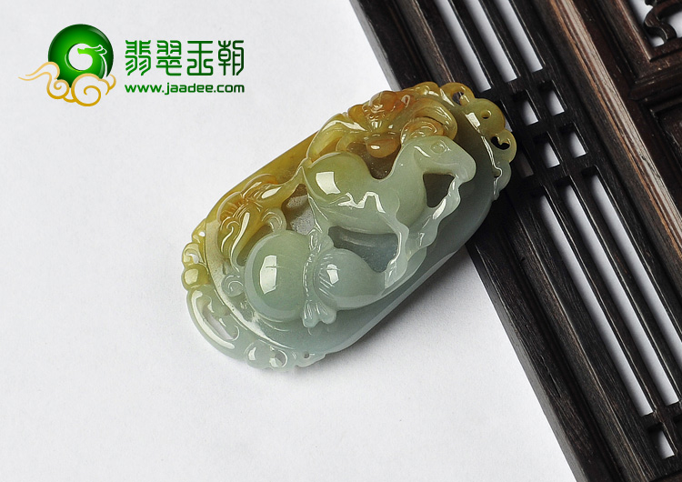 糯冰种褐黄翡缅甸翡翠A货生肖羊挂件