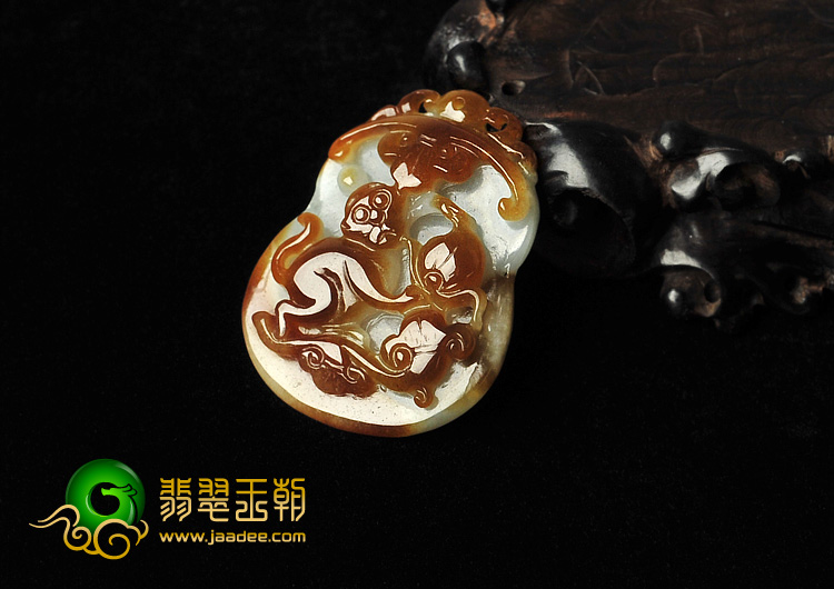 糯冰种褐翡缅甸翡翠A货生肖猴挂件