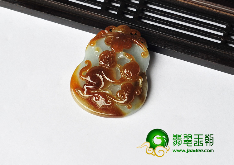 糯冰种褐翡缅甸翡翠A货生肖猴挂件