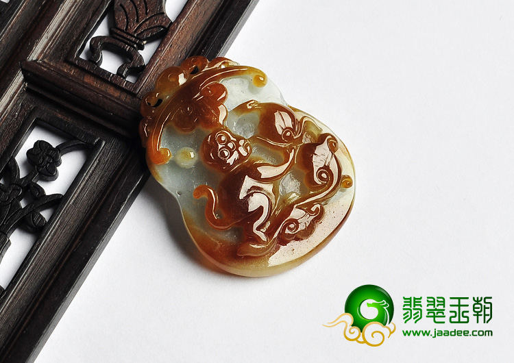 糯冰种褐翡缅甸翡翠A货生肖猴挂件