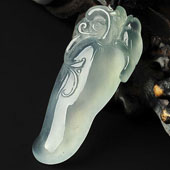 冰玻种晴水缅甸翡翠A货福瓜挂件