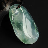 冰种飘花缅甸翡翠A货福瓜挂件