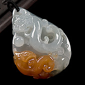 冰种红黄翡缅甸翡翠A货龙行如意挂件
