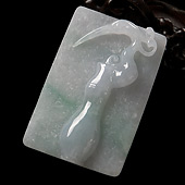 糯冰种略飘翠缅甸翡翠A货一路平安挂件