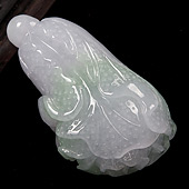 糯冰种春带彩缅甸翡翠A货白菜挂件