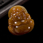 糯冰种褐黄翡缅甸翡翠A货玉佛挂件