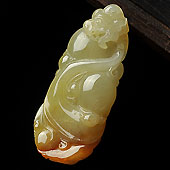 糯冰种红黄翡缅甸翡翠A货龙头如意挂件